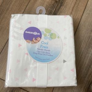 Pink and grey triangle crib sheets. Never used